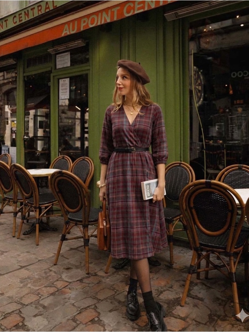 NWOT Pact Organic Cotton Plaid Midi Dress